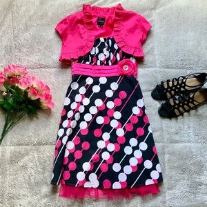 Metallic Pink Polka Dot Dress Set